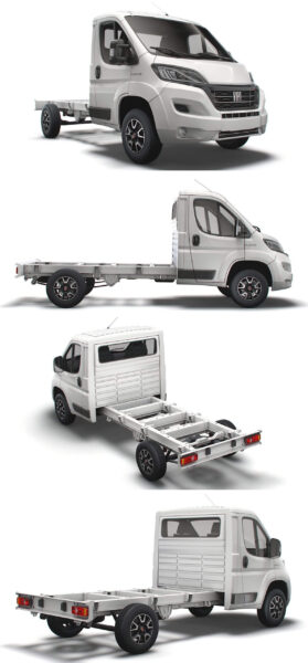 Fiat Ducato 2022款菲亚特杜卡托单驾驶室底盘卡车3D模型（OBJ,FBX,MAX,Blend）