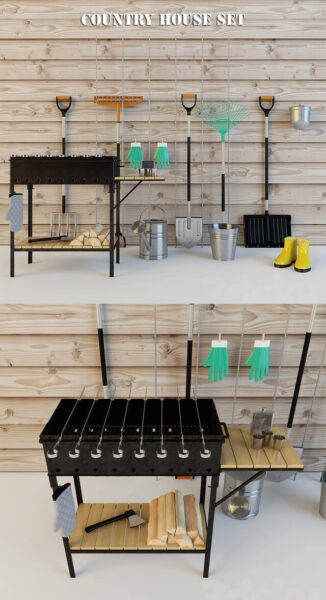 花园园艺工具组合3D模型（OBJ,MAX）