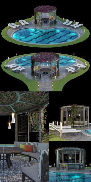凉亭和游泳池3D模型（FBX,MAX）