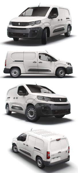 Peugeot标志Partner Crew LWB 2021款面包车3D模型（OBJ,FBX,MAX,Blend）