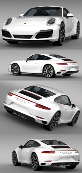 Porsche保时捷911 Carrera 4S Coupe 2016款跑车3D模型（OBJ,FBX,MAX,Blend）