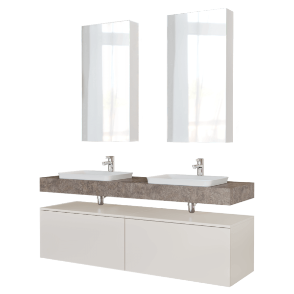 Velvex双人洗手台洗脸盆镜子柜子组合3D模型（OBJ,FBX,MAX）