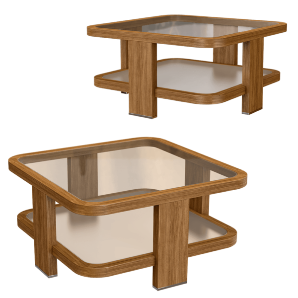 Yachtline Design LAGOON系列实木边框磨砂玻璃台面方形圆角双层茶几咖啡桌3D模型（OBJ,FBX,MAX）