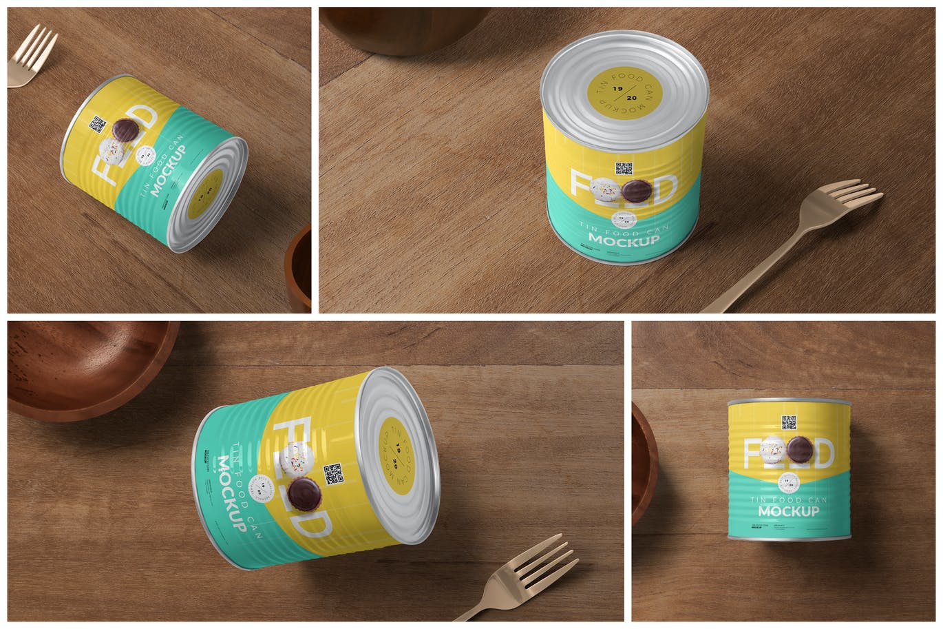食品罐头包装设计样机模板 (PSD)