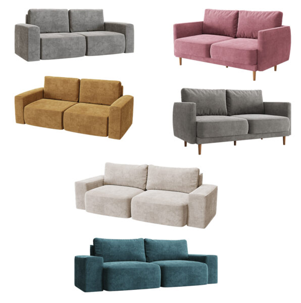 3款KULT双人布艺沙发3D模型（OBJ,FBX,MAX）