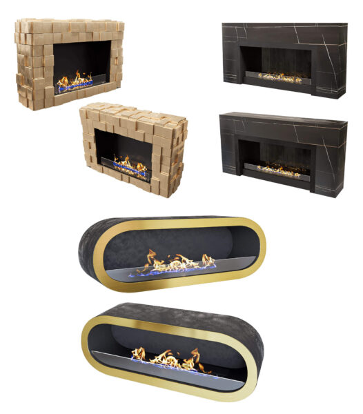 3款Kronco落地仿真壁炉3D模型（OBJ,FBX,MAX）