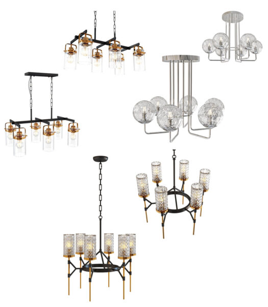 3款Odeon Light透明玻璃灯罩吸顶灯吊灯3D模型（OBJ,FBX,MAX）