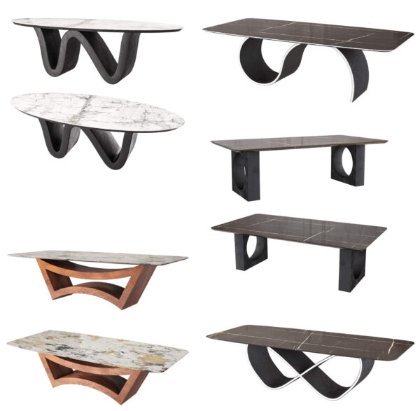 5款Kronco艺术造型底座大理石台面咖啡桌茶几餐桌3D模型（OBJ,FBX,MAX）