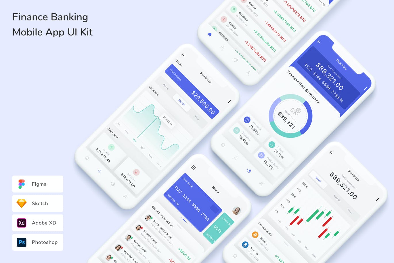 金融银行 App UI Kit (FIG,PSD,SKETCH,XD)