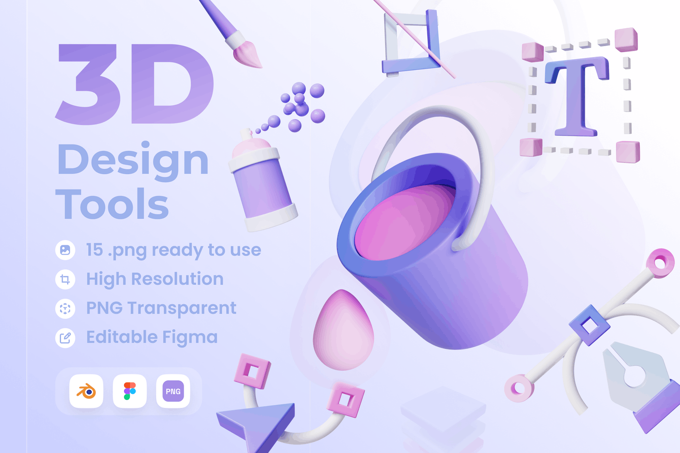 设计工具3D 图标 (FIG,PNG,Blend)