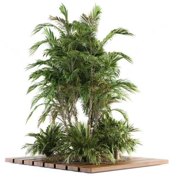 包含灌木和树的花园植物景观3D模型（OBJ,MAX）