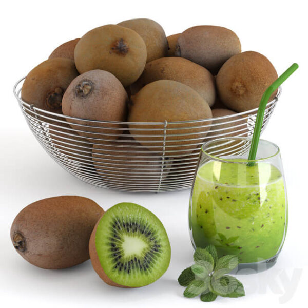 果盘中的猕猴桃和新鲜的猕猴桃果汁3D模型（OBJ,MAX）