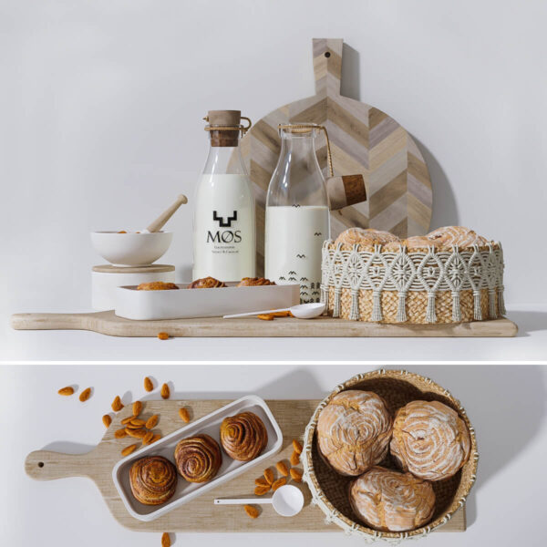 牛奶和面包3D模型（MAX）