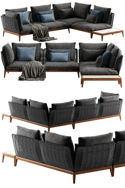 Talenti Cruise木质底座网状靠背布艺软垫沙发3D模型（OBJ,MAX）