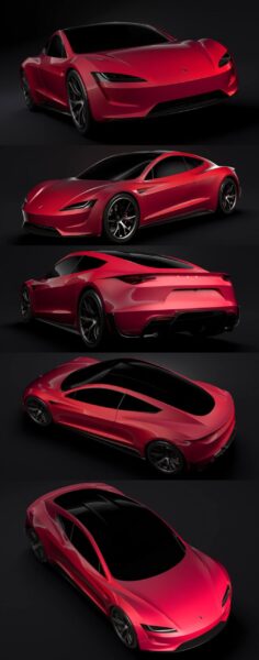 特斯拉Tesla Roadster 2020款汽车3D模型（OBJ,FBX,MAX,Blend）