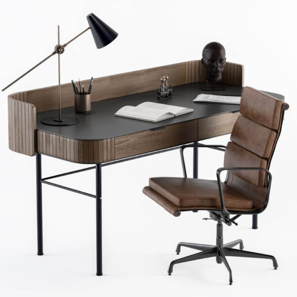 复古木质办公桌3D模型（OBJ,MAX）