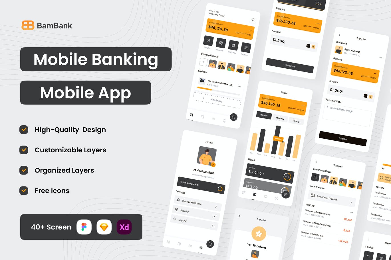 手机银行 App UI KIT (XD,FIG,SKETCH)