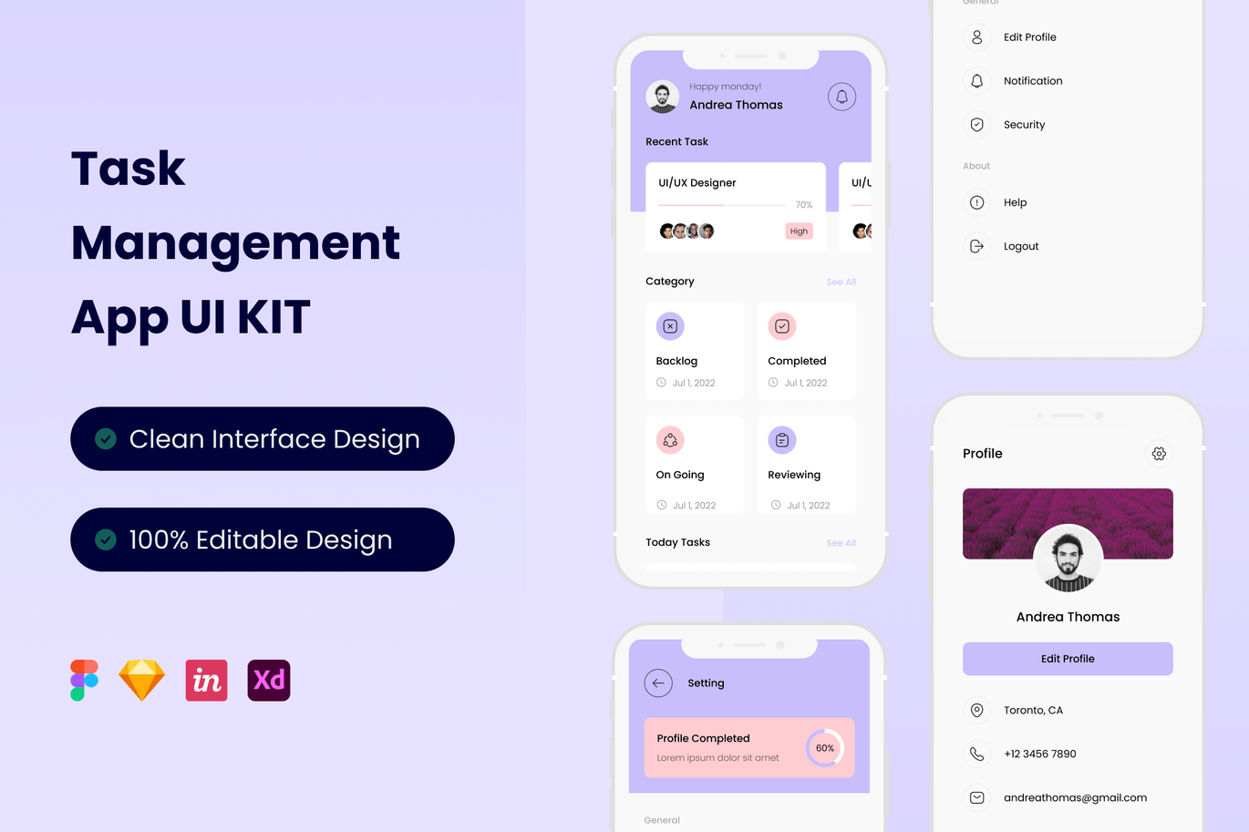 任务管理 App UI Kit (FIG,SKETCH,XD)