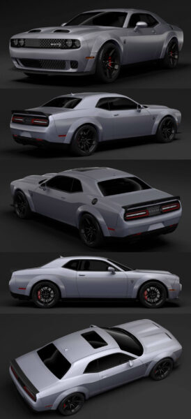 2020年​道奇​挑战者SRT地狱猫红眼宽体版汽车3D模型（OBJ,FBX,MAX,Blend）