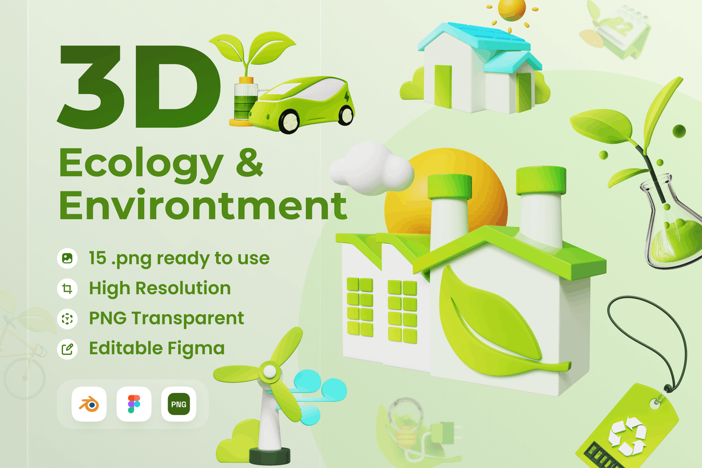 生态与环境3D图标 (FIG,PNG,Blend)