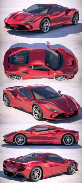 2020款法拉利Ferrari F8 Tributo跑车3D模型（OBJ,FBX,MAX）