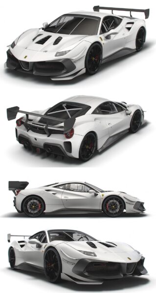 2021款法拉利Ferrari GTB 488 EVO跑车3D模型（OBJ,FBX,MAX,Blend）