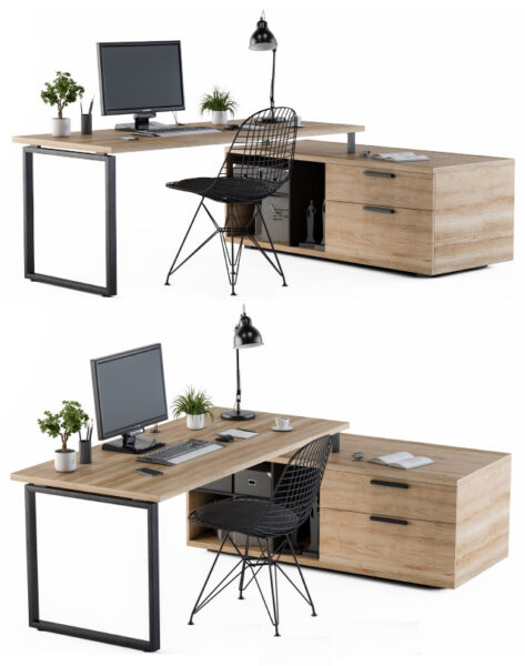 Loft款式家庭木质办公桌椅3D模型（MAX）