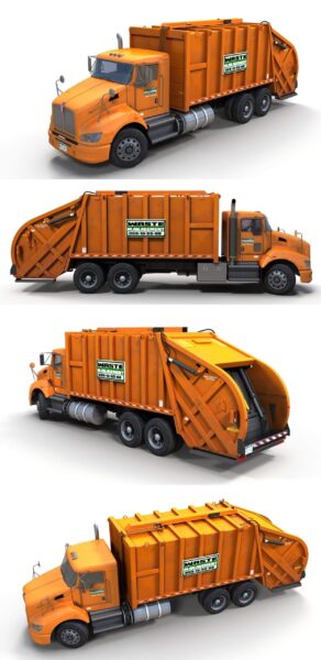 工业垃圾车low poly 3D模型（OBJ,FBX,MAX）