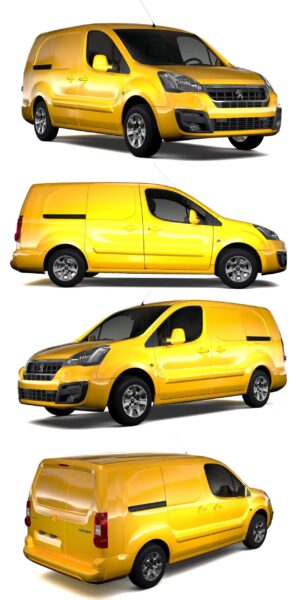 标志Peugeot Partner L2 2017款电动货车面包车3D模型（OBJ,FBX,MAX,Blend）