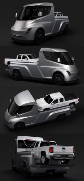 特斯拉Tesla Pickup 2020款小货车3D模型（OBJ,FBX,MAX,Blend）