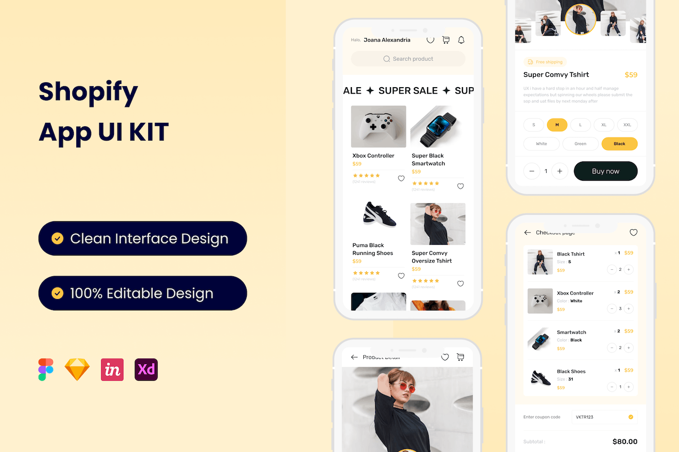 Shopify 电商 App UI Kit (FIG,SKETCH,XD)