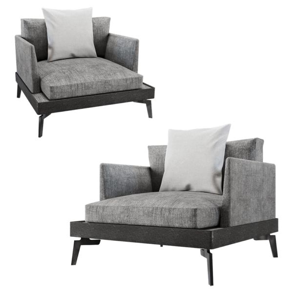 ZZOK Milosh tendence木质底座布艺软垫单人沙发3D模型（OBJ,FBX,MAX）