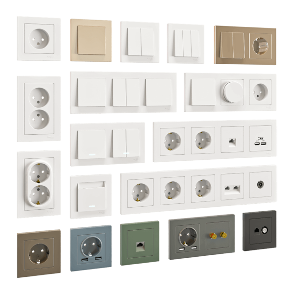Schneider施耐德Atlas Design系列开关板和插座3D模型（OBJ,FBX,MAX）
