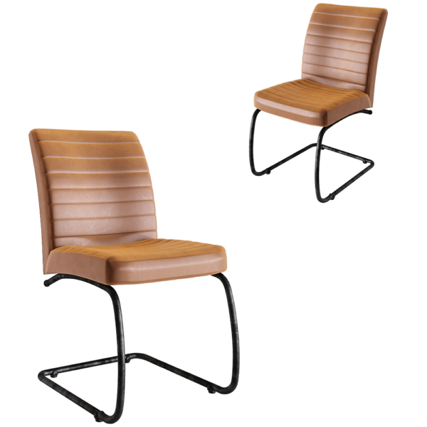 Teak House Sabina Swing金属腿架棕色皮革软垫靠背椅3D模型（OBJ,FBX,MAX）