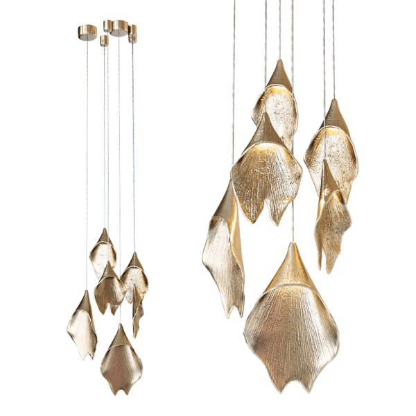 Vetvi Ginko银杏树叶外形金属灯罩吊灯3D模型（OBJ,FBX,MAX）