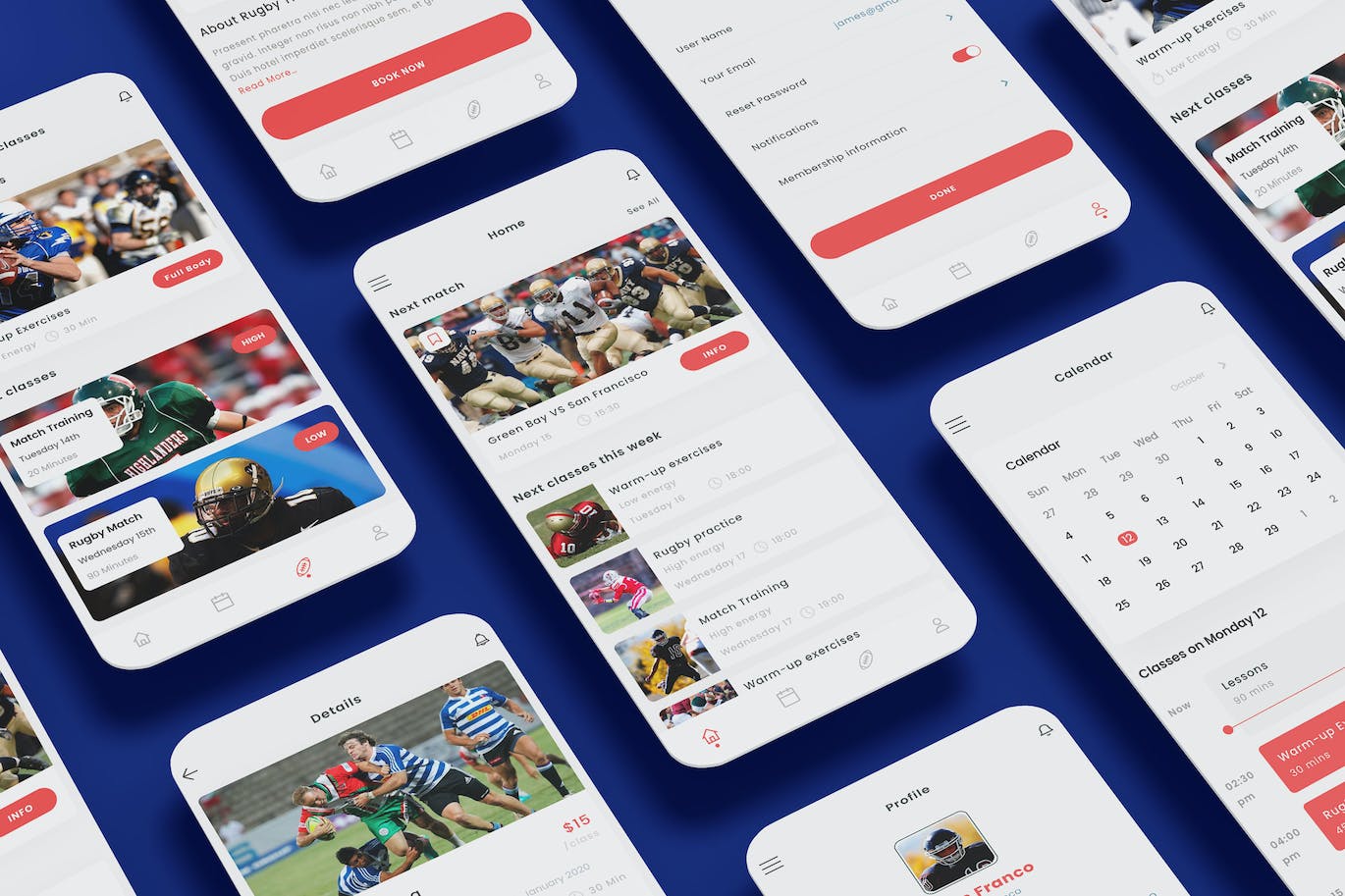 橄榄球学校App UI Kit (AI,EPS,FIG,PSD,SKETCH,SVG,XD)
