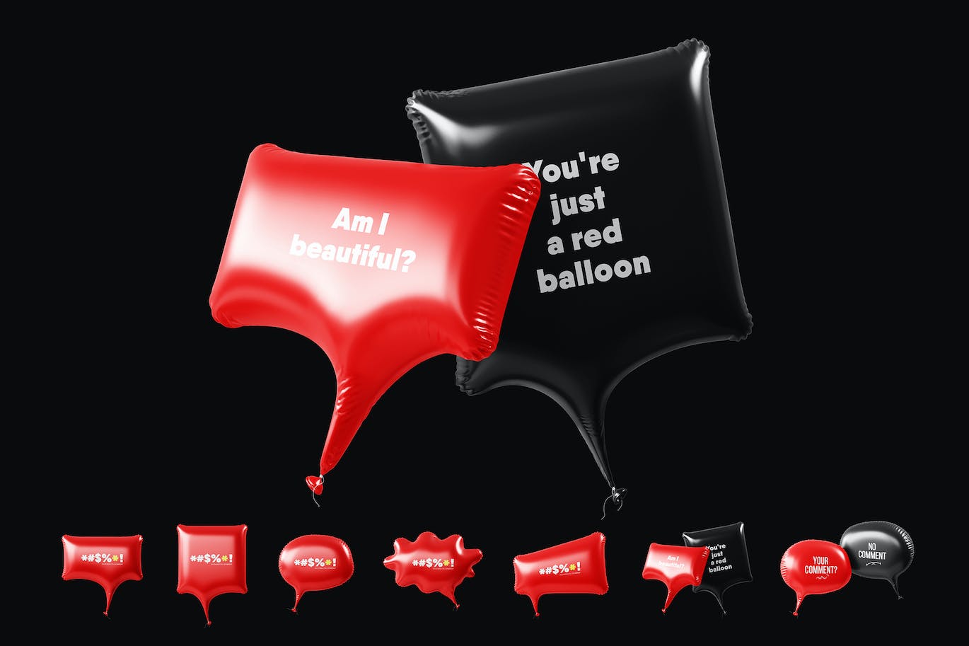 语音气泡气球设计文本展示样机 (PSD)