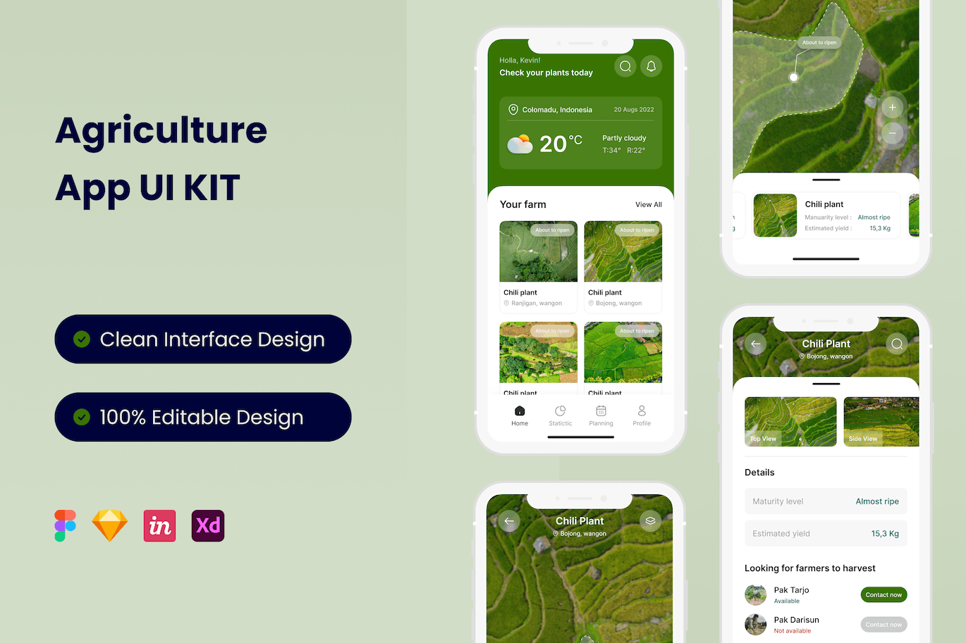 农业移动应用App Ui Kit (FIG,SKETCH,XD)