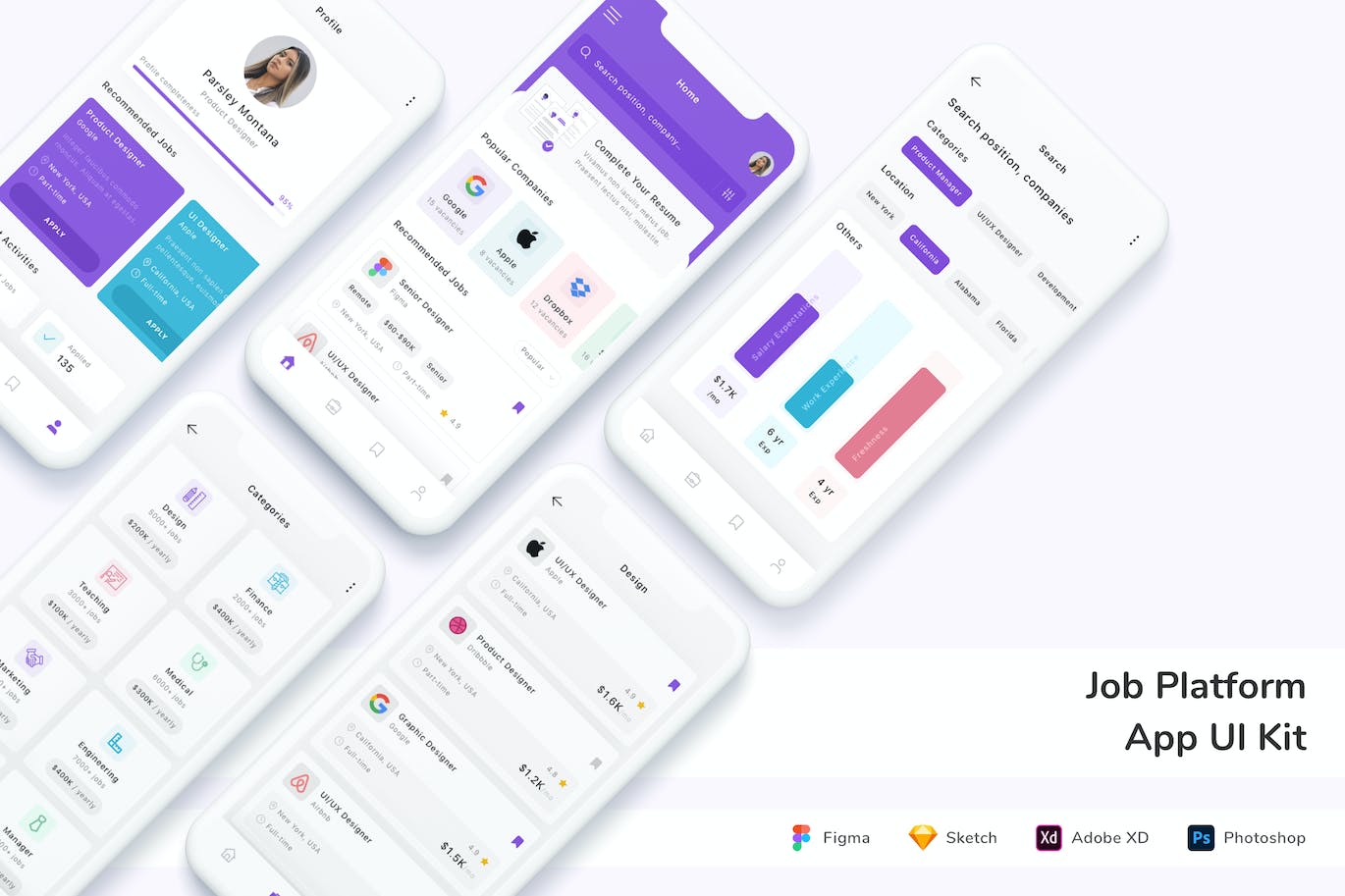 工作平台 App UI Kit (FIG,PSD,SKETCH,XD)