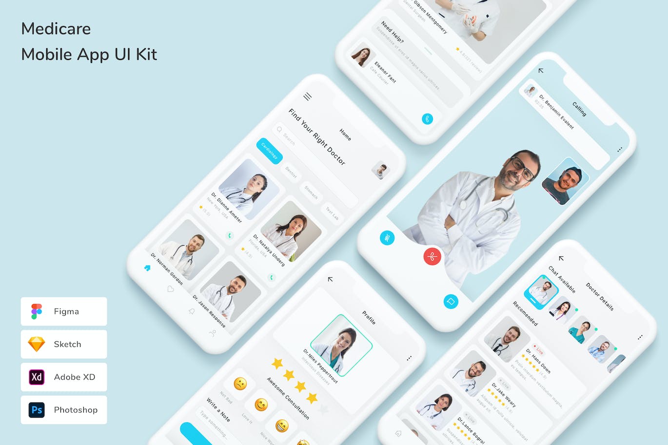 医疗移动端 App UI Kit (FIG,PSD,SKETCH,XD)