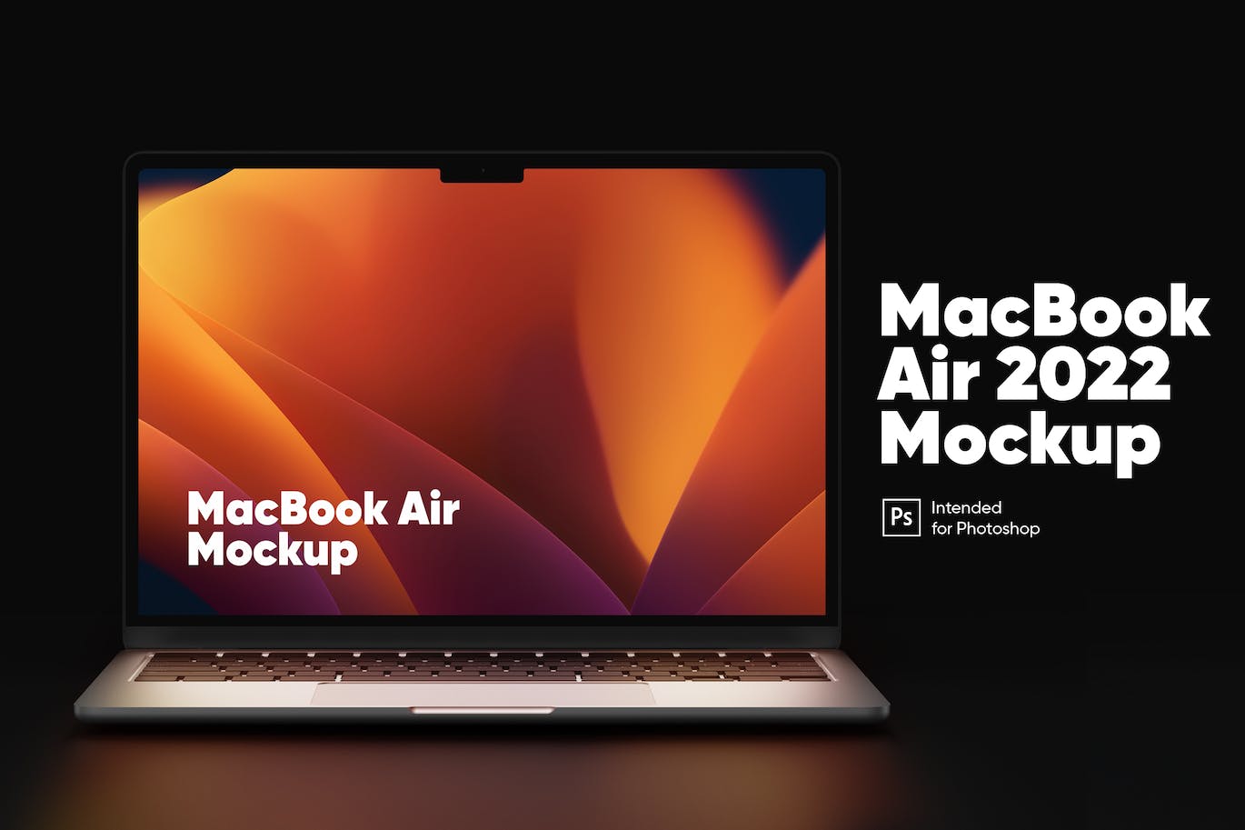 暗黑MacBook Air笔记本电脑样机模板 (PSD)