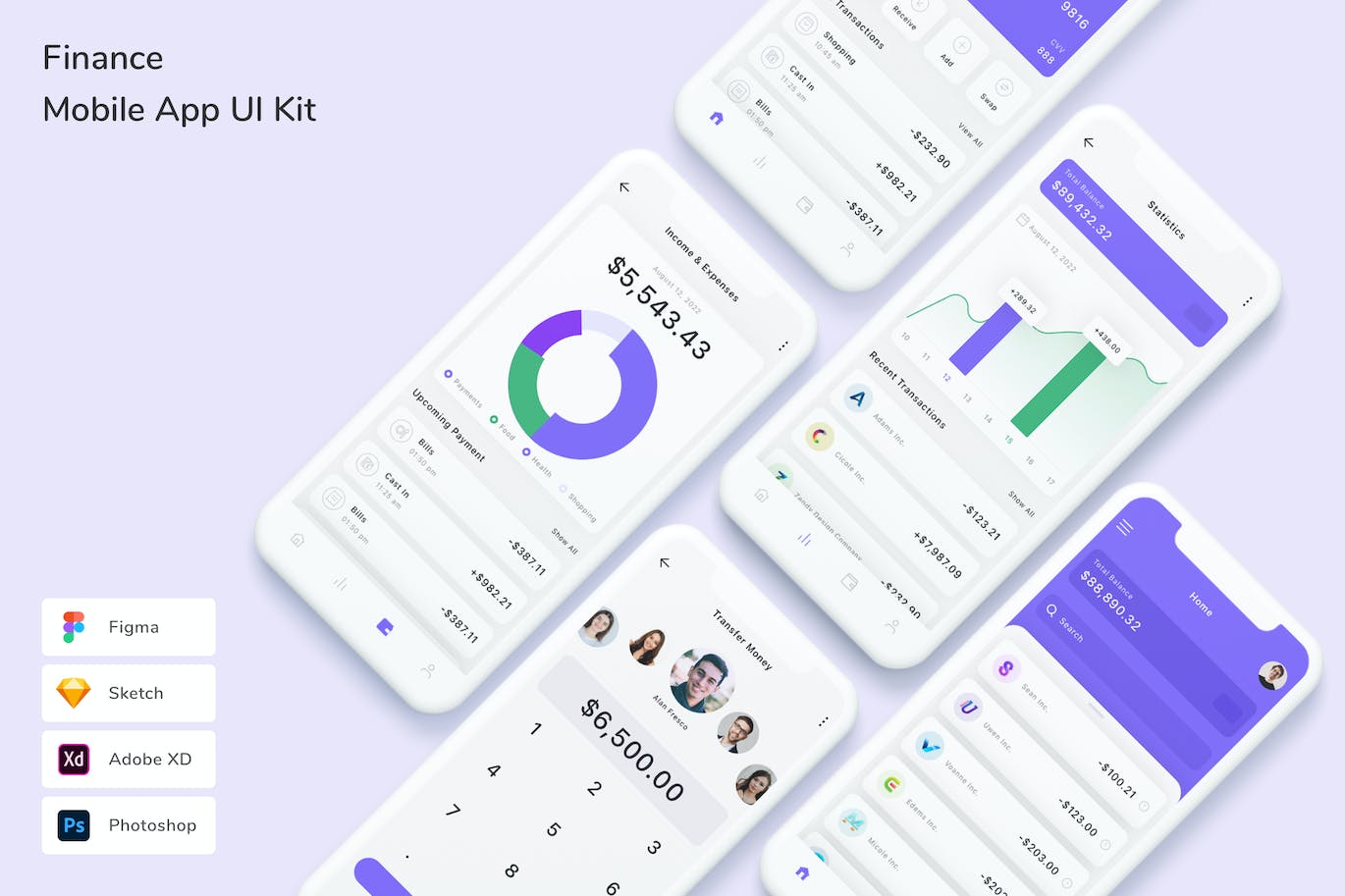 金融网银 App UI Kit (FIG,PSD,SKETCH,XD)