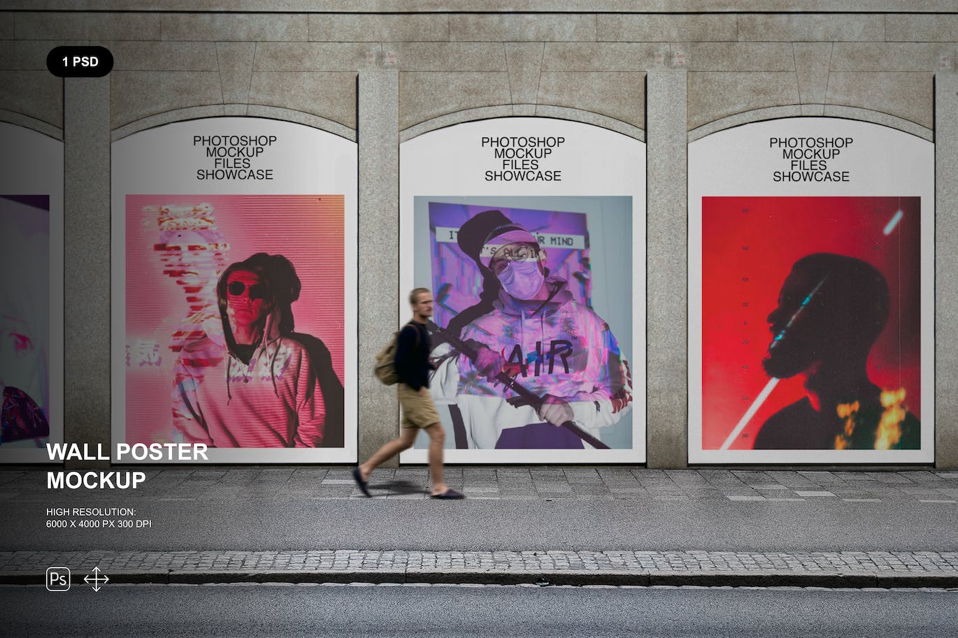 街道墙艺术作品海报展示样机 (PSD)