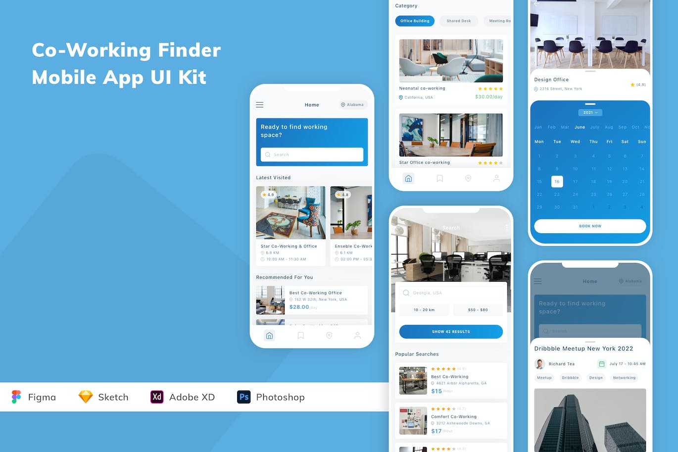 协同工作 App UI Kit (FIG,SKETCH,XD,PSD)