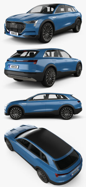 2015款Audi奥迪E-tron Quattro Concept汽车3D模型（OBJ,FBX,MAX,C4D,LWO）