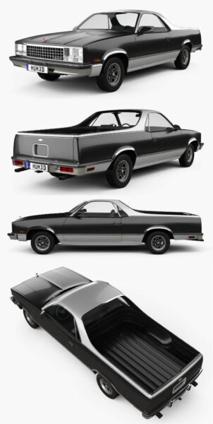 1982款Chevrolet雪佛兰El Camino皮卡车3D模型（OBJ,FBX,MAX）
