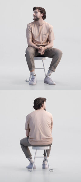 坐着的外国成年男人3D模型（OBJ,MAX）