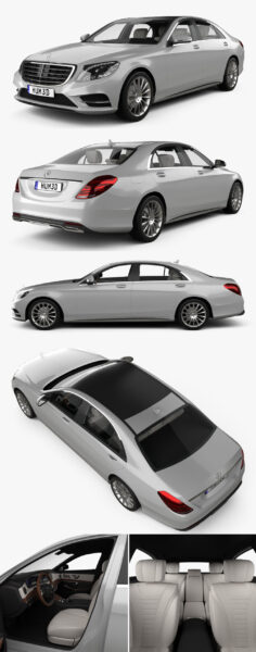 带内饰的2017款Mercedes Benz奔驰S级W222汽车3D模型（OBJ,FBX,MAX,C4D,LWO）
