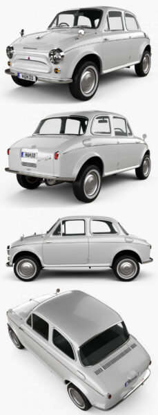 1960款Fiat Mitsubishi colt 500汽车3D模型（OBJ,FBX,MAX）
