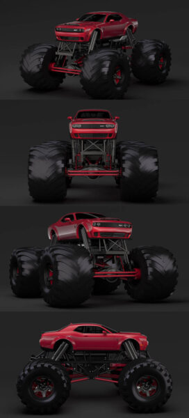 Dodge道奇Challenger Demon大脚车3D模型（OBJ,FBX,MAX,Blend）